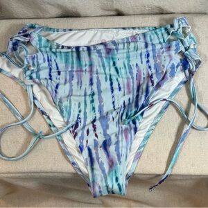 Shade & Shore Blue, Teal & Purple Tie-Dye High-Waist Bikini Bottom